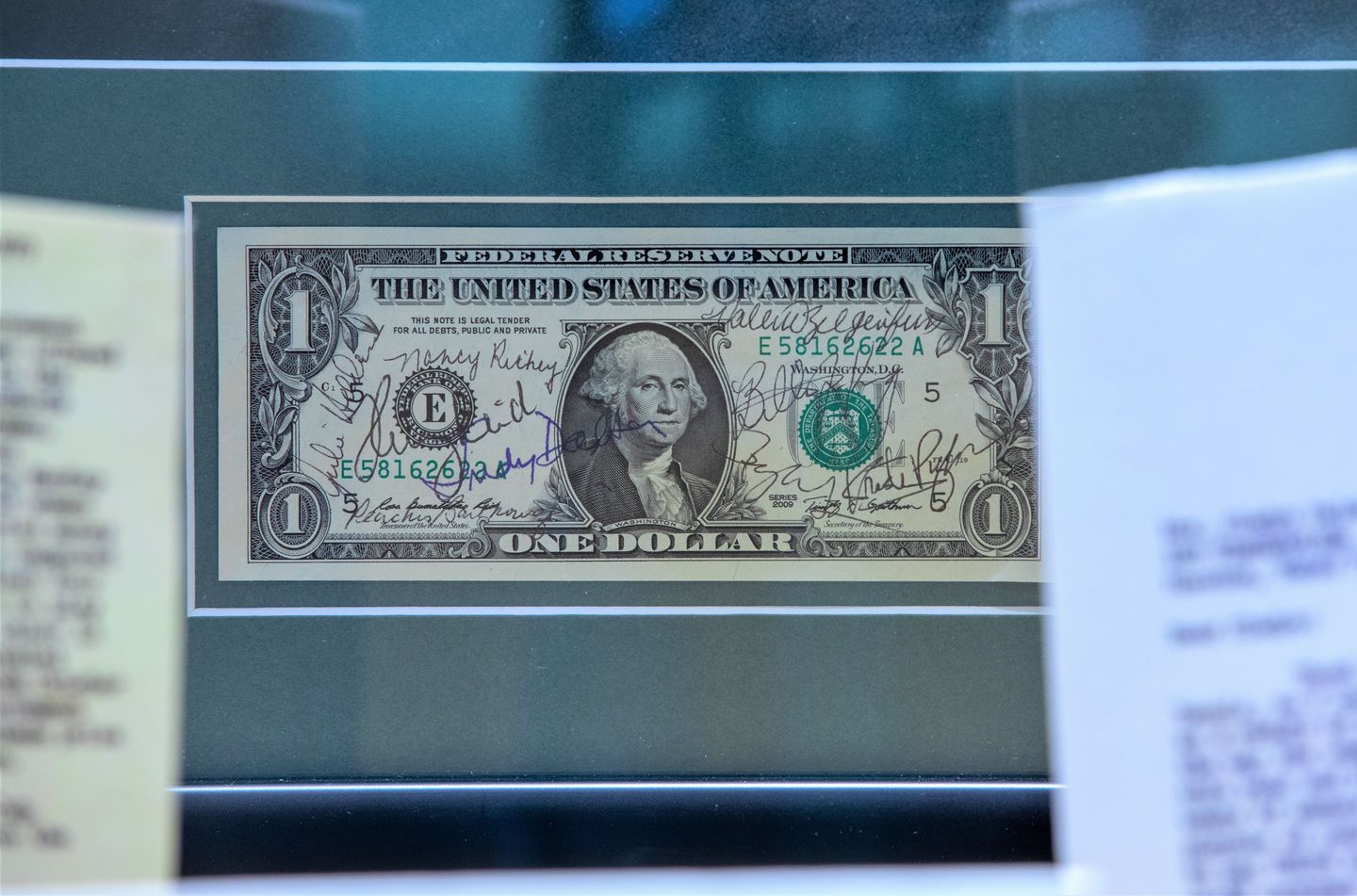 Dalton is the only member of the Original 9 still in possession of the dollar bill she held in the group’s iconic photo from 1970; this note, signed at a reunion held in Charleston in 2012, is on display at the Hall of Fame.