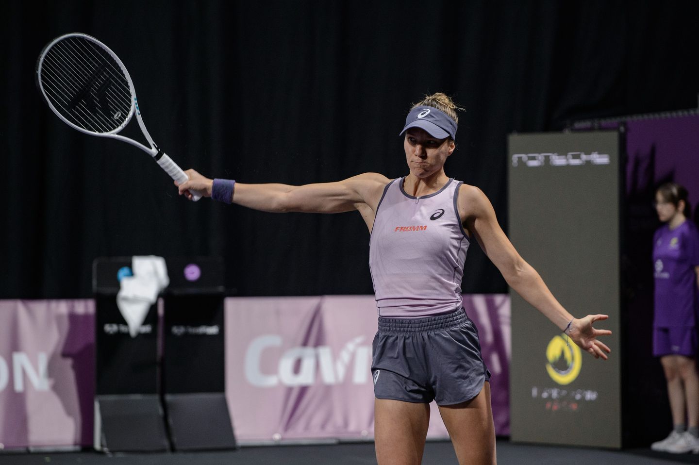 Viktorija Golubic saved two match points -- one down 6-5 in the third set, and one in the ensuing tiebreak -- en route to defeating Arantxa Rus 7-5, 4-6, 7-6(10) in the Cluj-Napoca first round.