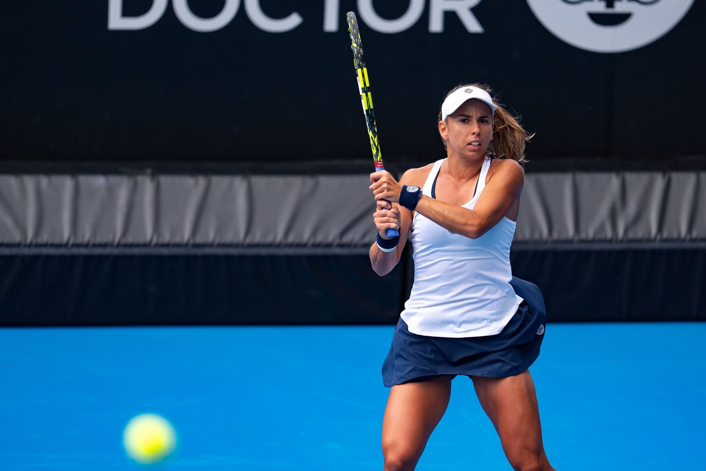 Julia Grabher saved one match point in the third-set tiebreak to defeat Leyre Romero Gormaz 2-6, 6-3, 7-6(7) in the Auckland first round -- Grabher's first tour-level win since Cleveland 2023 and a subsequent six-month wrist injury hiatus.