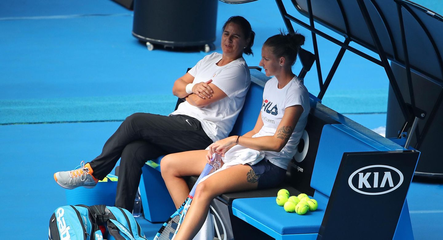Conchita Martinez was on coaching duty with Pliskova, who stunned Serena Williams on route to her first semifinal in Melbourne. (Getty Images)