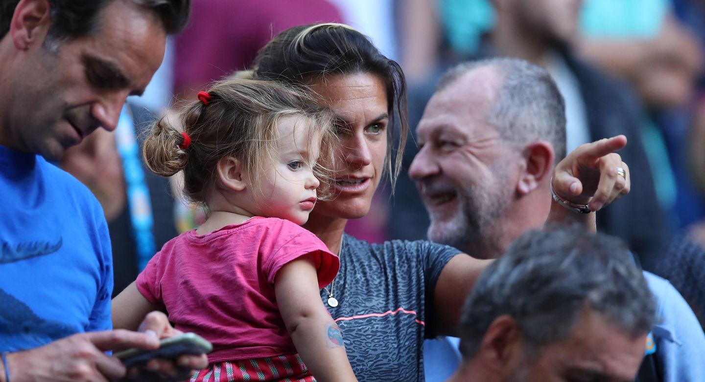 Family in tow, Amelie Mauresmo coached her new charge, Lucas Pouille, to his first Grand Slam semifinal. (Getty Images)