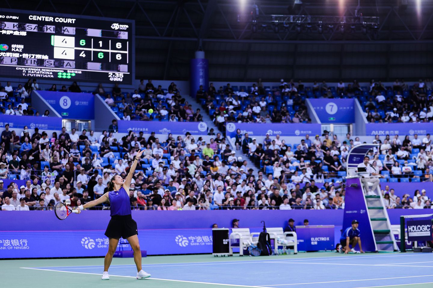 Daria Kasatkina came from 4-1 down in the first set, 4-2 down in the third and saved two match points in the deciding tiebreak to beat Yulia Putintseva 6-4, 1-6, 7-6(6) in the Ningbo quarterfinals.