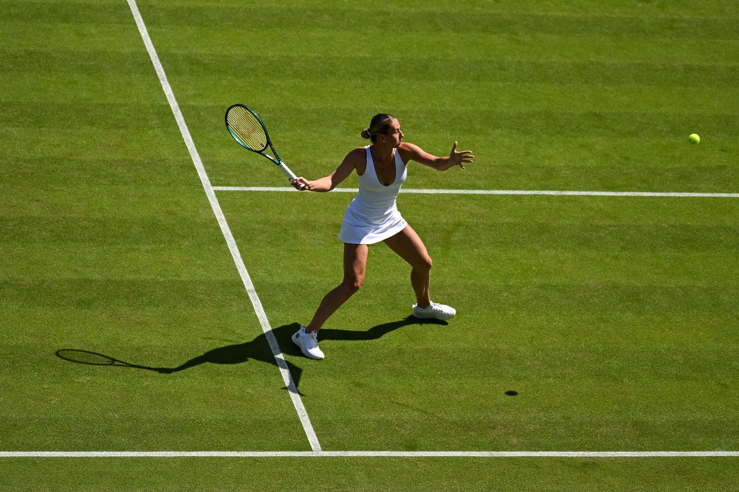 Marta Kostyuk escaped Daria Saville in the Wimbledon second round from 5-2 down in the second set, saving one match point as the Australian served at 6-5.