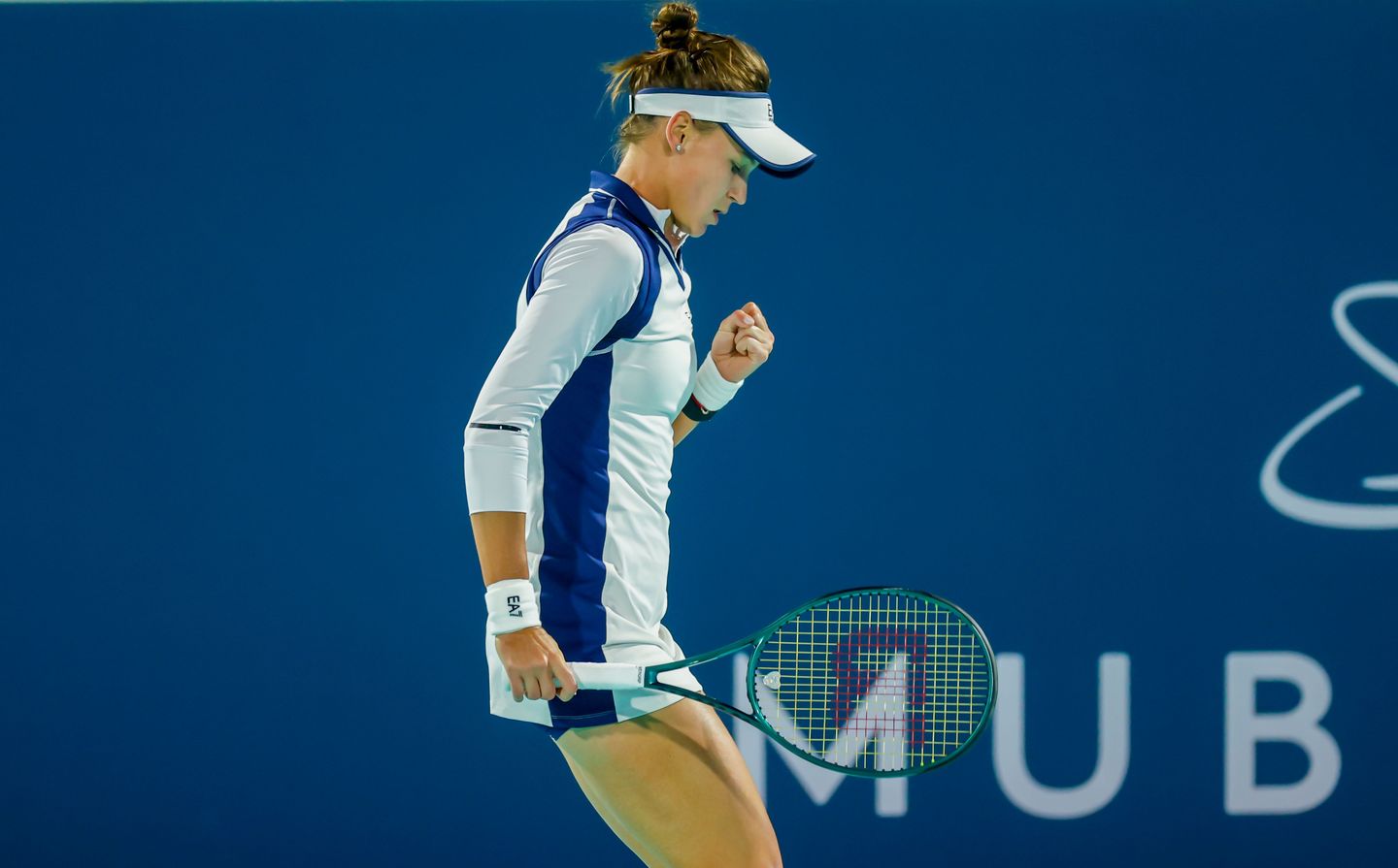 Veronika Kudermetova got into the Abu Dhabi draw as a lucky loser following sister Polina's withdrawal, then saved one match point down 5-4 in the decider to beat Liudmila Samsonova 5-7, 6-1, 7-6(5) in the first round.