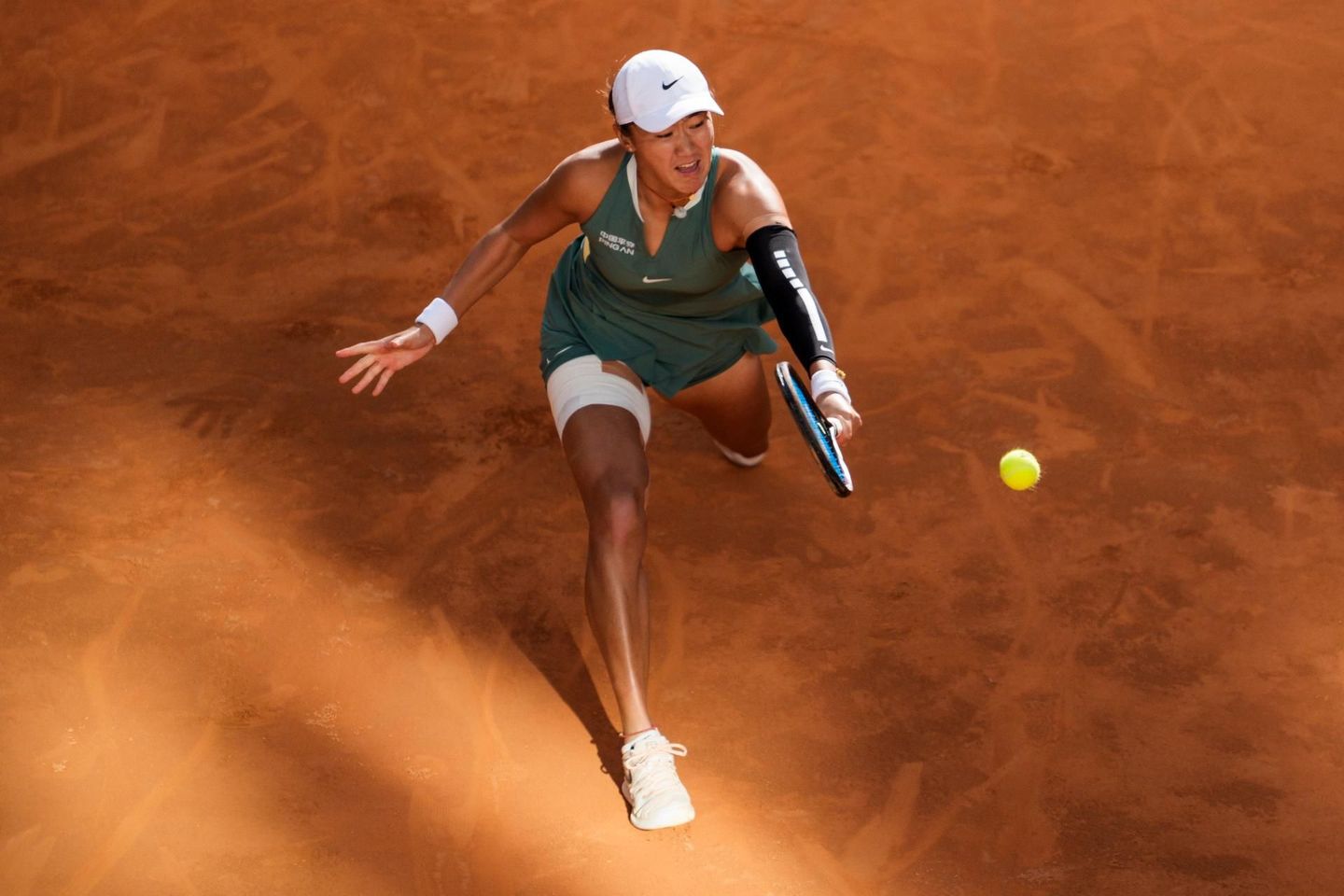 Wang Xiyu saved one match point at 5-4 in the second set before squeaking out a 6-7(5), 7-6(4), 6-2 win over Ana Bogdan in the first round of the Mutua Madrid Open.