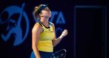 Linda Noskova saved one match point serving at 3-5 in the second set en route to defeating Maria Sakkari 3-6, 7-6(2), 7-5 in the second round of Doha -- her fifth career Top 10 win.