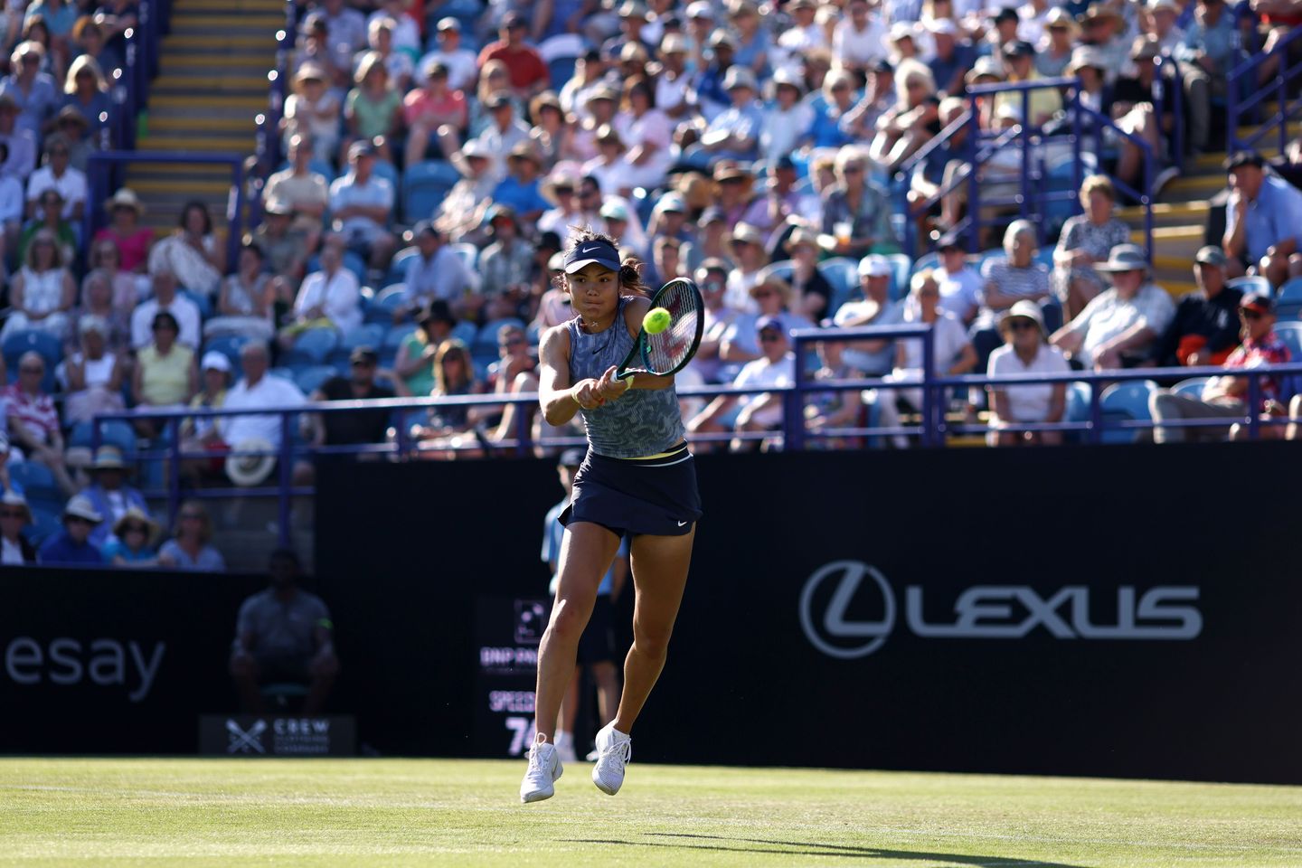 Emma Raducanu came from a set and 3-1 down, saving one match point in the second-set tiebreak, to defeat Jessica Pegula 4-6, 7-6(6), 7-5 in the second round of Eastbourne. The result was Raducanu's first Top 10 win.