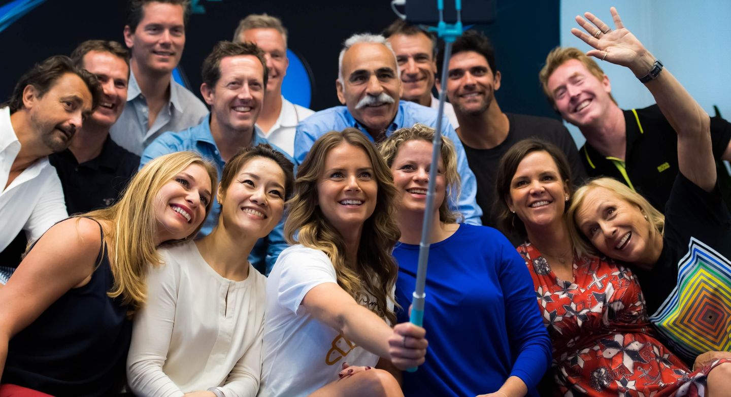 Daniela Hantuchova performed the selfie honors when the legends did media hour in Melbourne. (Getty Images)