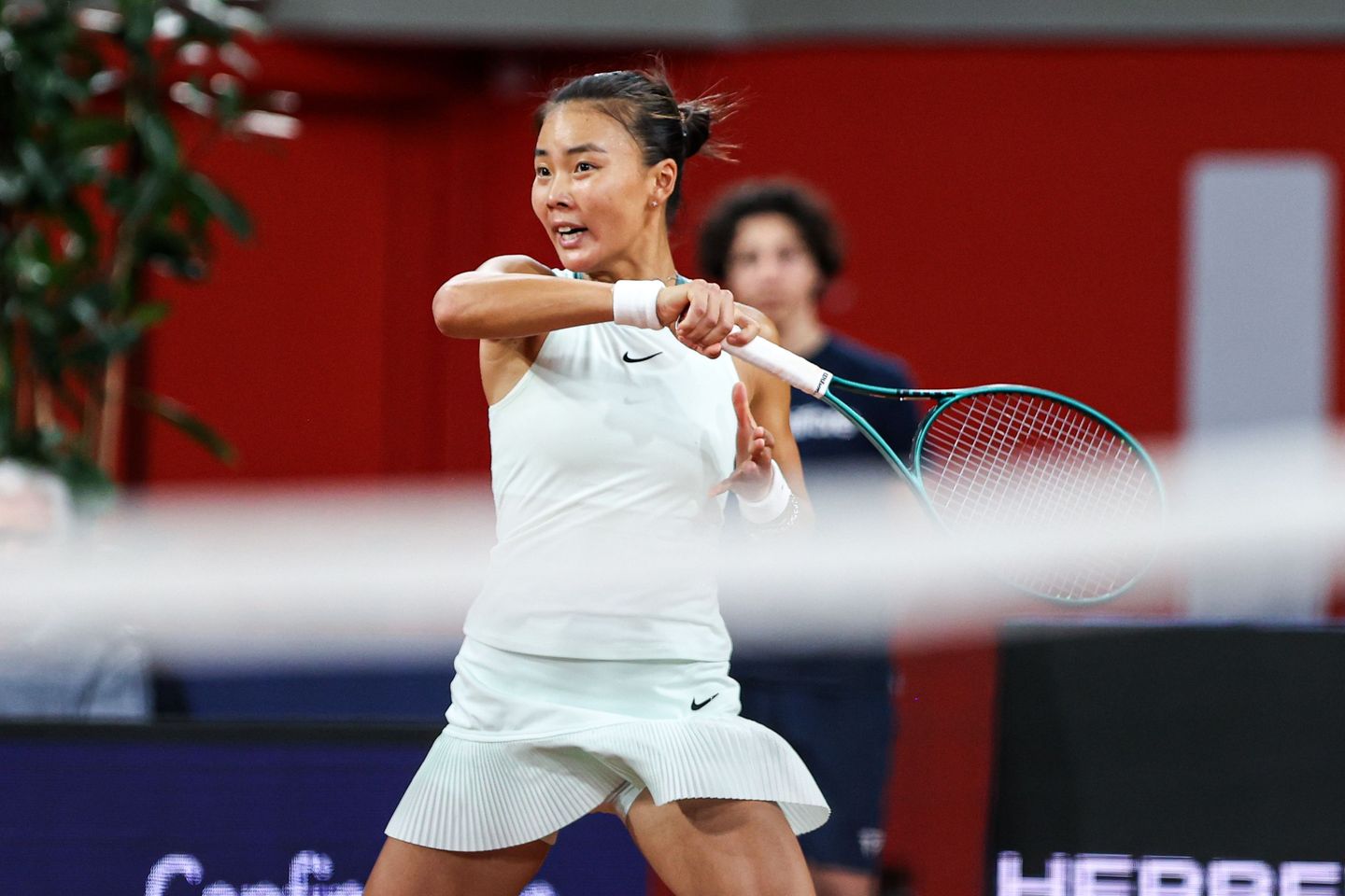 Yuan Yue missed her first two match points at 5-4 in the third set against Varvara Gracheva in the Rouen second round; she saved one trailing 6-5 and two more in the tiebreak before winning 6-4, 4-6, 7-6(6).
